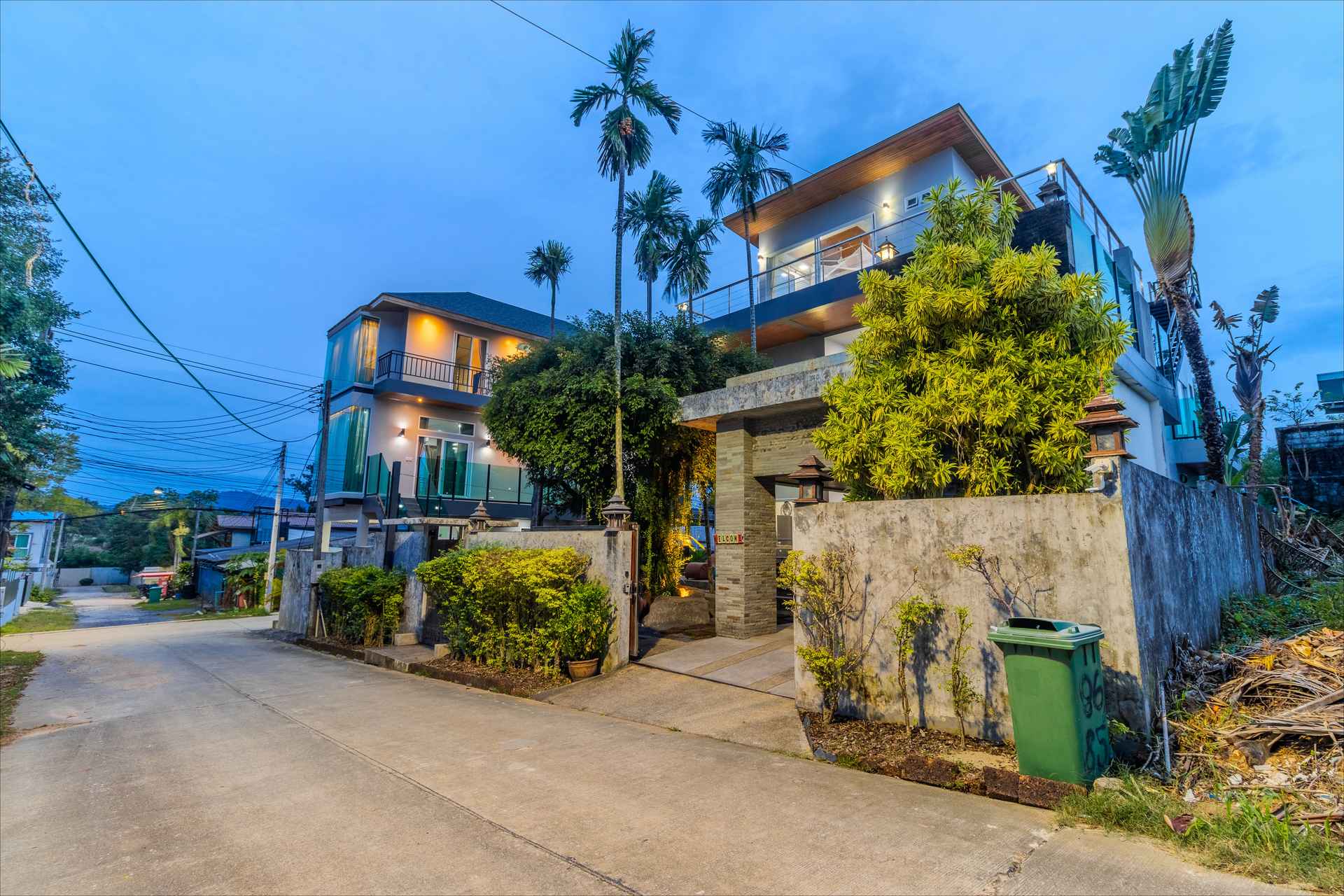 Architectural details of the estate showing the blend of modern design with traditional Thai elements